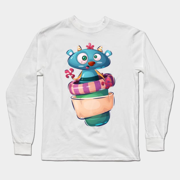 Funny cute Halloween monster cartoon Long Sleeve T-Shirt by GiftsRepublic